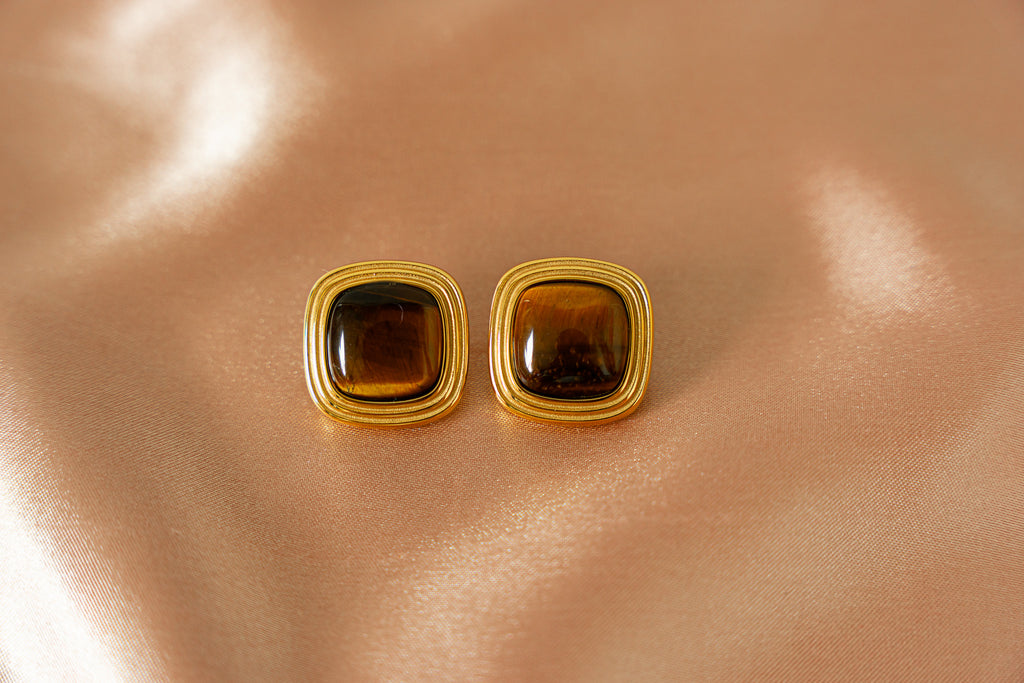 Nala Tigers Eye Square Earrings