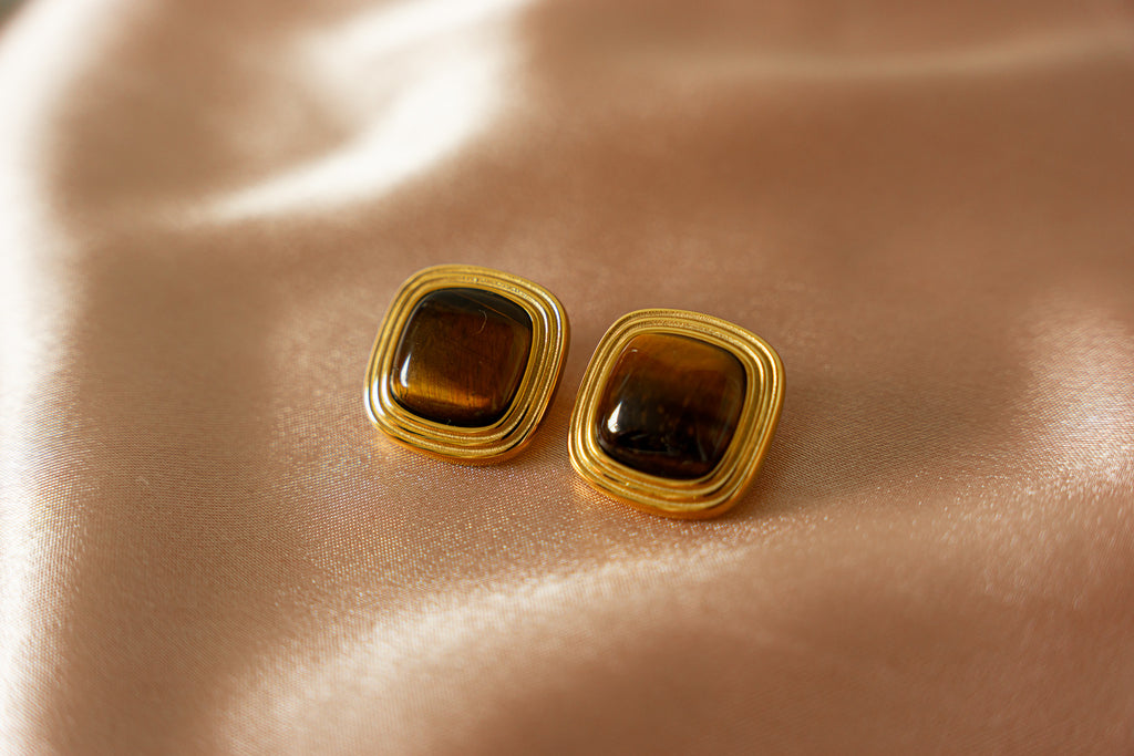 Nala Tigers Eye Square Earrings