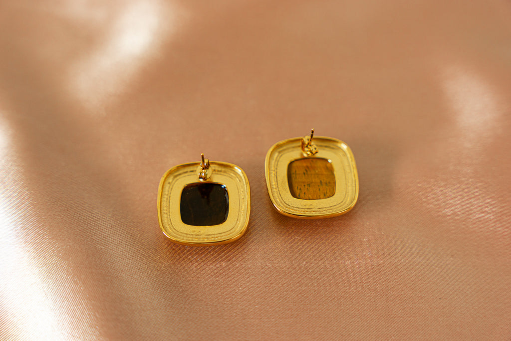 Nala Tigers Eye Square Earrings