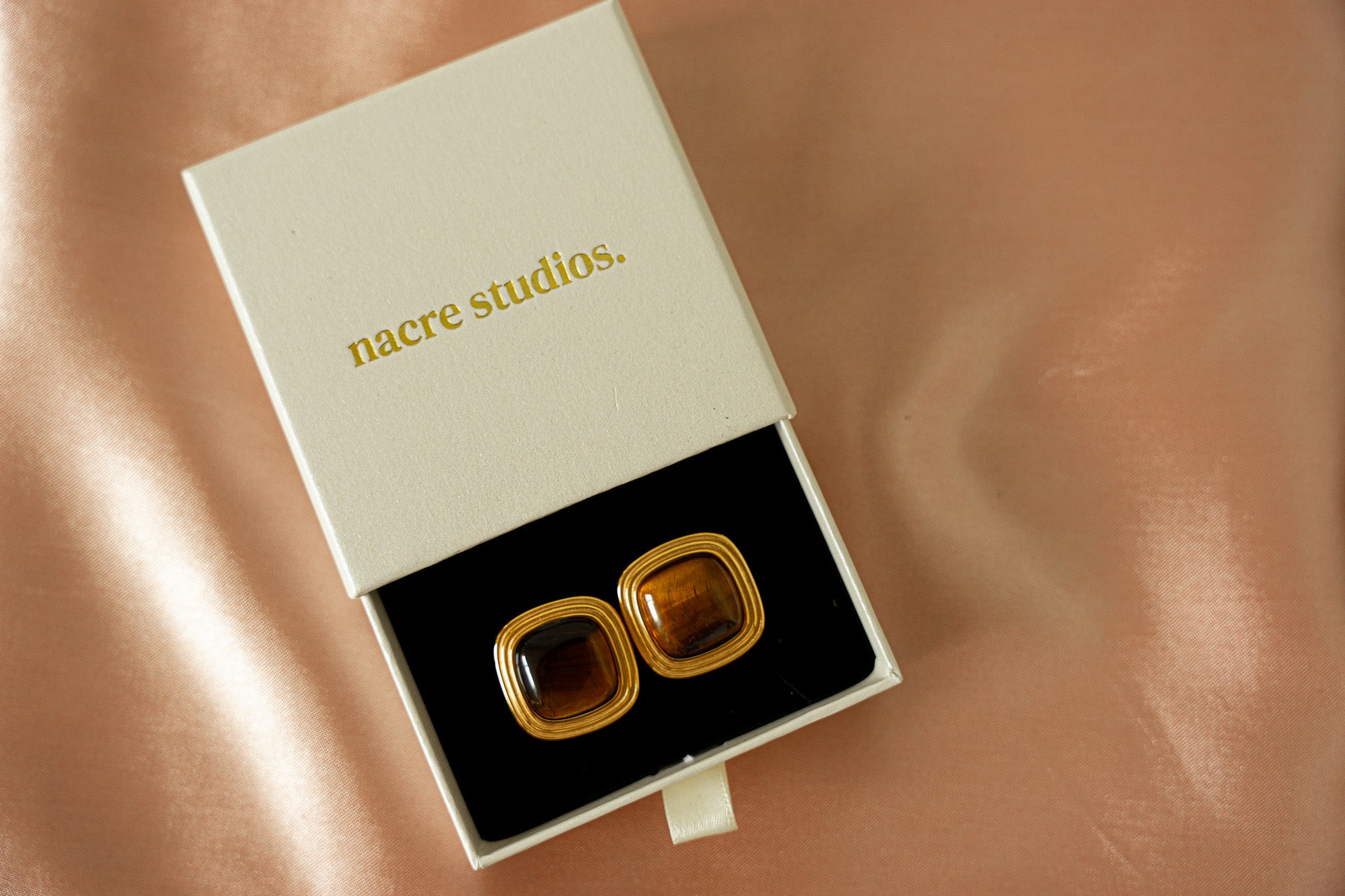 Nala Tigers Eye Square Earrings