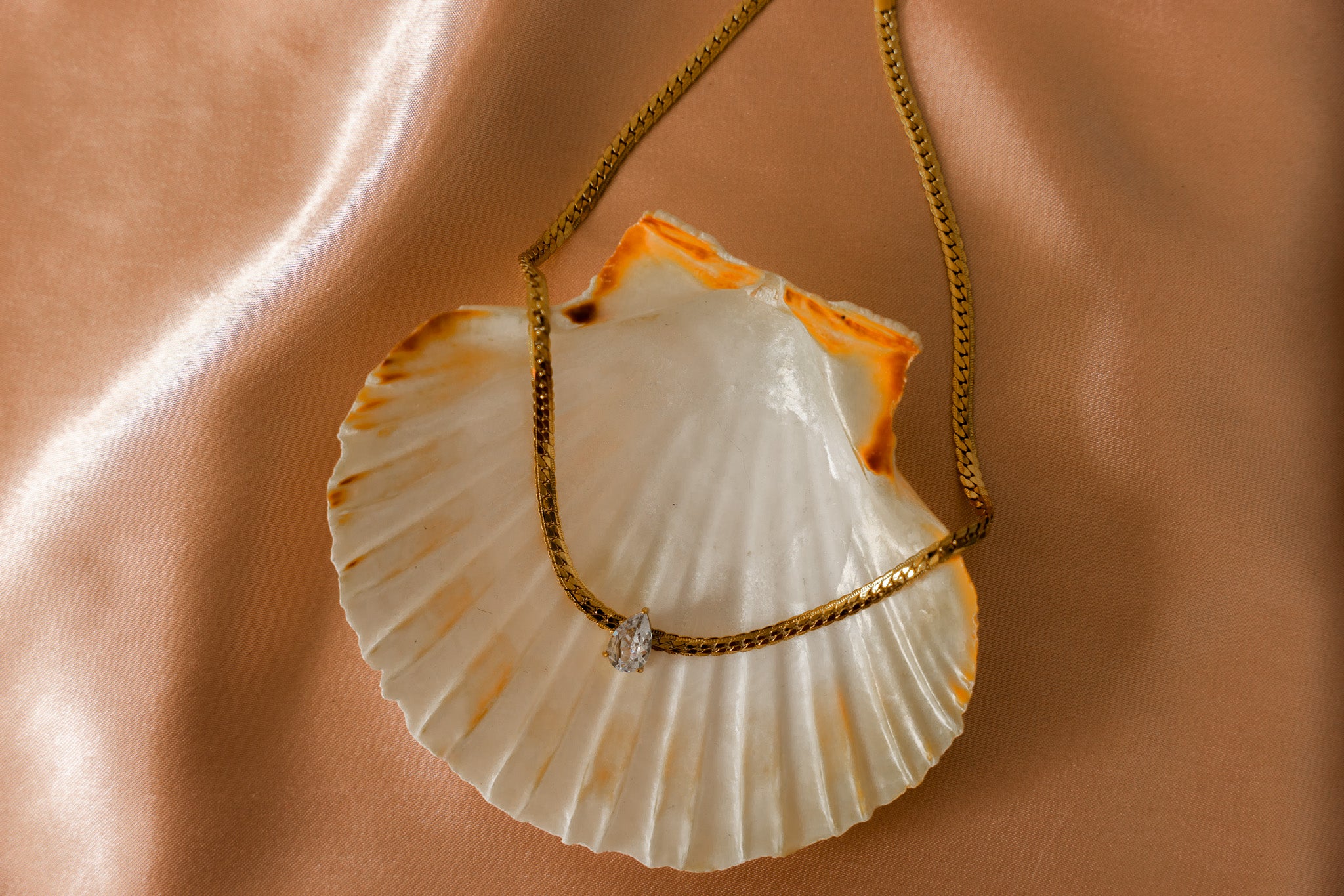 Georgina Teardrop Zirconia Gold Chain Necklace