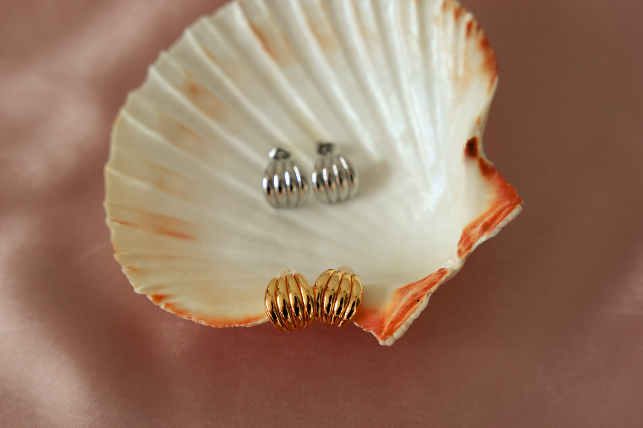 Charlotte Ribbed Arch Small Stud Earrings