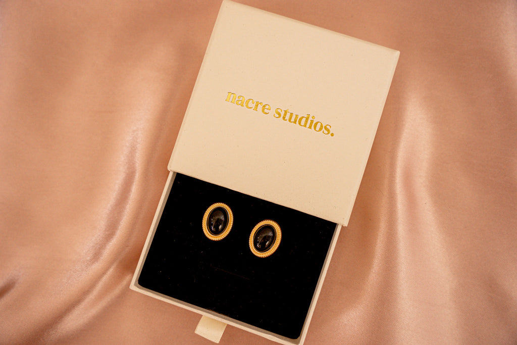 Colette Onyx Oval Studs