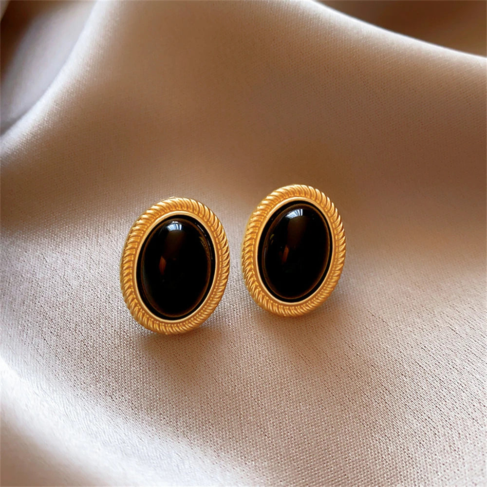 Colette Onyx Oval Studs
