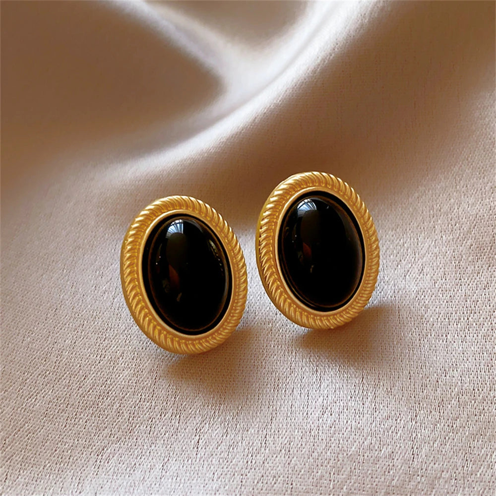 Colette Onyx Oval Studs